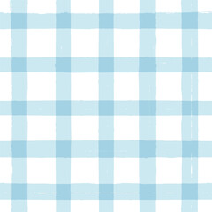 Blue Gingham seamless pattern. watercolor stripes, tartan texture for spring picnic table cloth, shirts, plaid, clothes, dresses, blankets, paper. vector checkered summer paint brush strokes.