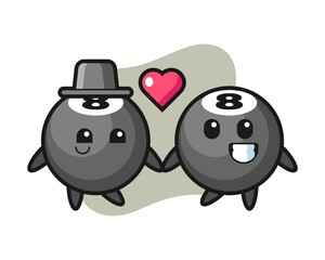 Obraz premium Eight ball billiard couple cartoon fall in love