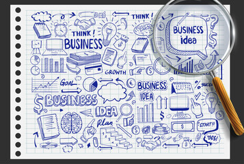 Business Idea doodles icons set. Vector illustration. isolated on white background.