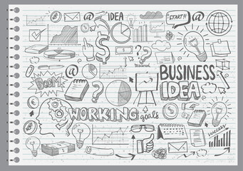 Business Idea doodles icons set. Vector illustration. isolated on white background.