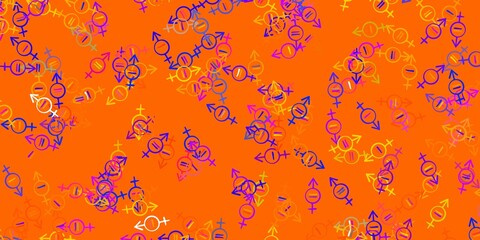 Light Blue, Yellow vector pattern with feminism elements.