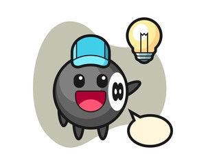 Eight ball billiard cartoon getting the idea