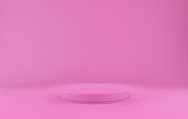 Pink empty stage display stand abstract background 3d rendering.