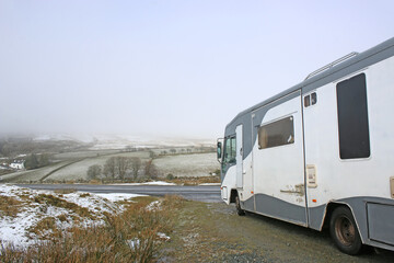 Motor Home on Dartmoor in winter	