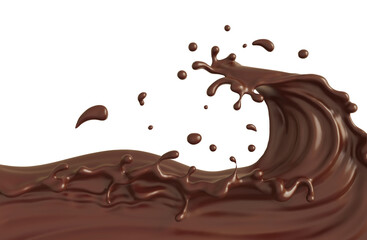 chocolate splash background, 3d rendering.
