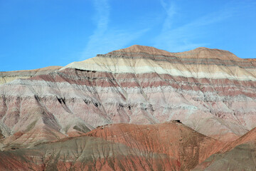 Rock formations showing pastel layers of sandstone, Tuba, Arizona, USA
