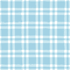 Blue Gingham seamless pattern. watercolor stripes, tartan texture for spring picnic table cloth, shirts, plaid, clothes, dresses, blankets, paper. vector checkered summer paint brush strokes.