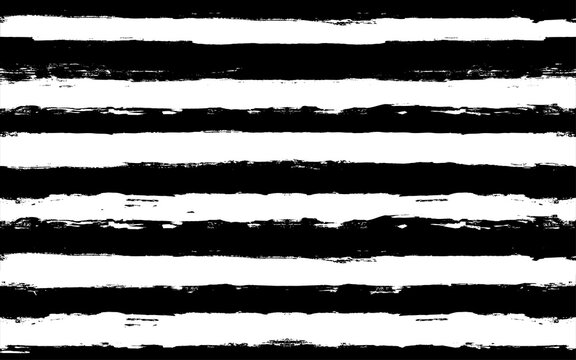 Hand drawn striped pattern, grunge stripe seamless background, black and white brush strokes. vector grungy stripes, paintbrush line backdrop