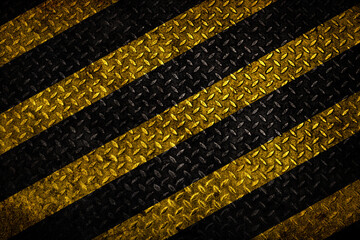 caution strip with rusty metal plate