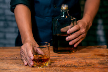 Celebrate whiskey on a friendly party in  restaurant