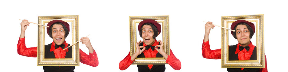 Fototapeta premium Funny artist isolated on white