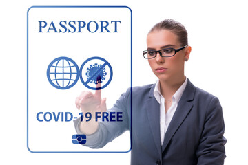Concept of immunity passport - pressing virtual button