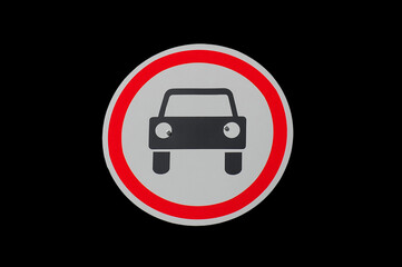 Cars prohibited road sign on black background
