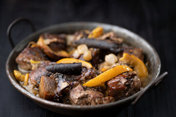 rustic traditional american mexican carnitas pork stew
