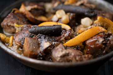 rustic traditional american mexican carnitas pork stew