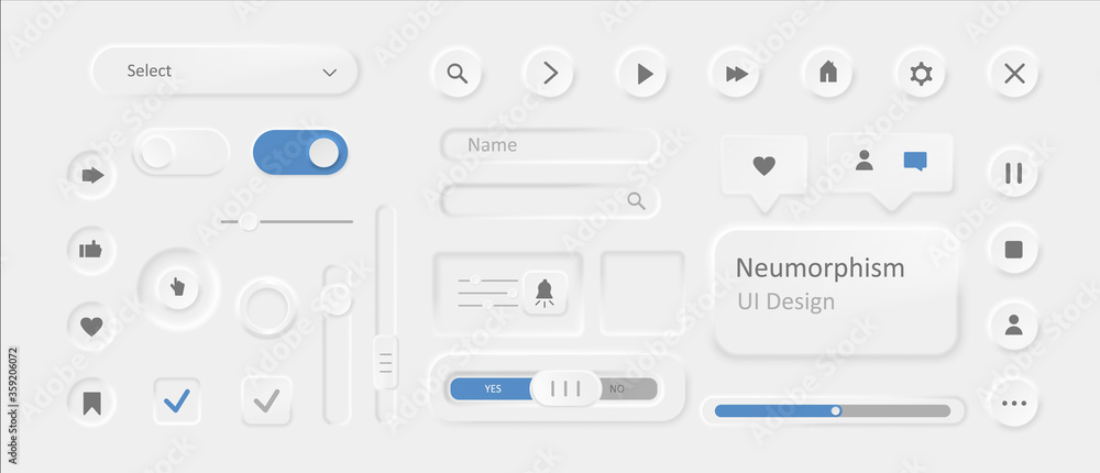 Poster icons in style of neomorphism. modern ui design with stylish blur and shadow intensity unique futuri