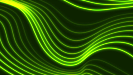 Bright green neon curved wavy lines background