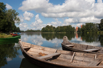Fototapeta na wymiar Traditional Lithuanian wooden boats.