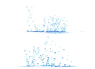 3D illustration of two side views of nice water splash - mockup isolated on white, creative still