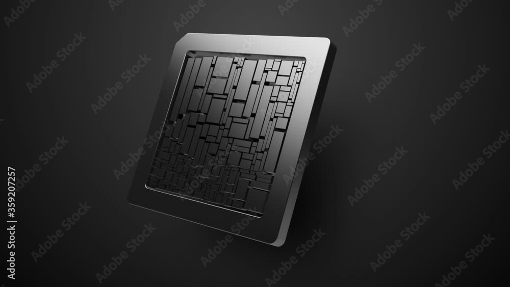 Poster 3d render of abstract concept of 5g sim cart. 5g text title line. dark color with gold metall.