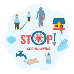 Infographics on precautions and protection against coronavirus.