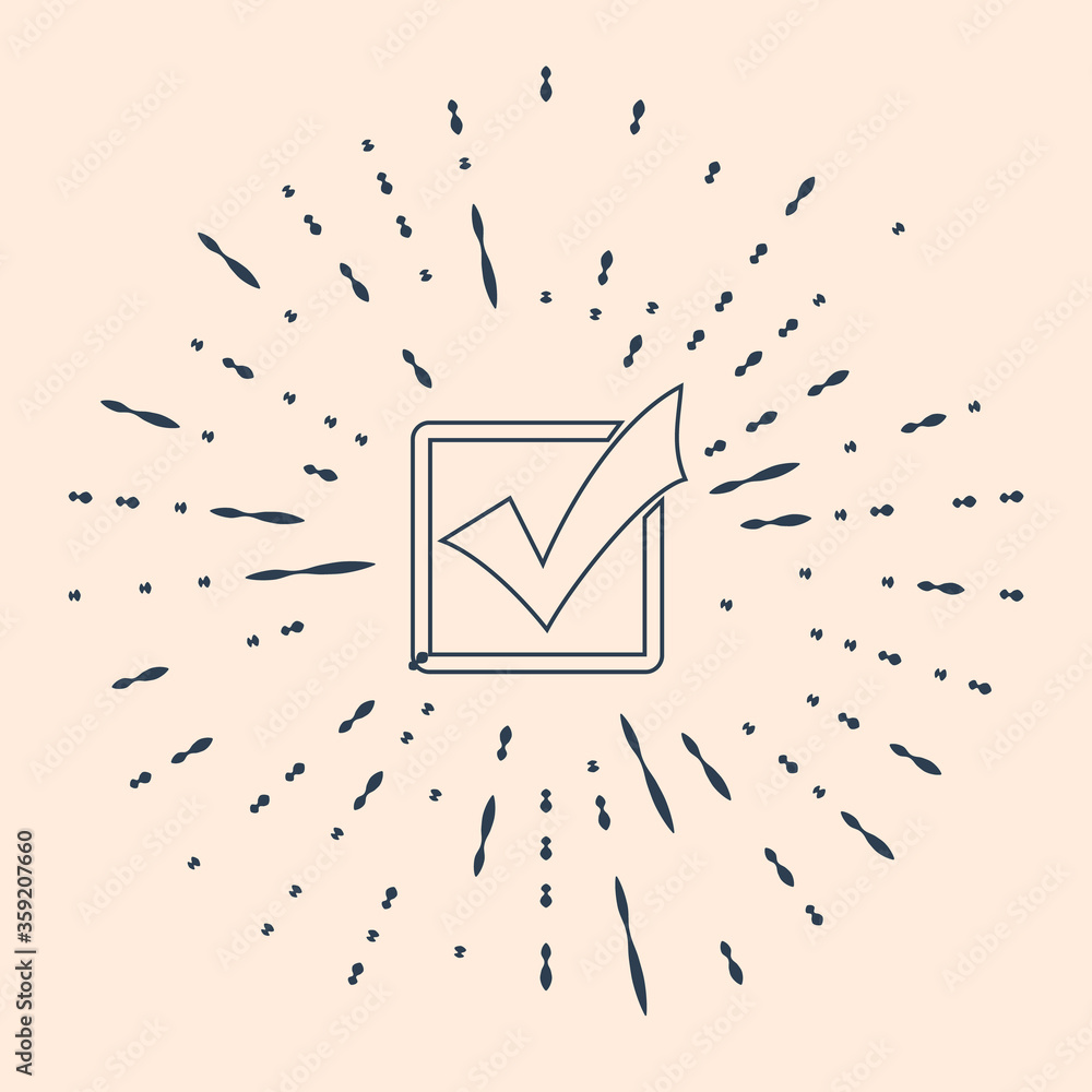 Poster black check mark in a box line icon isolated on beige background. tick symbol. check list button sig
