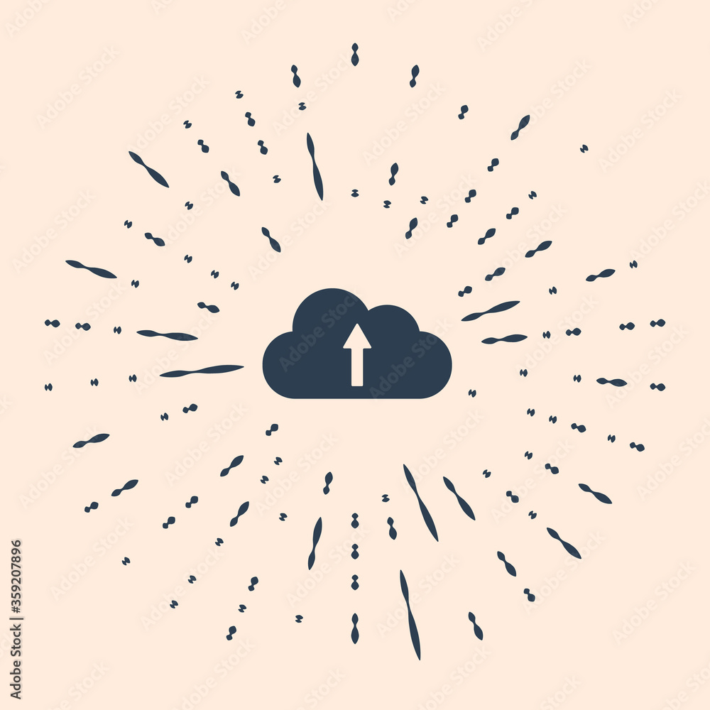 Poster black cloud upload icon isolated on beige background. abstract circle random dots. vector illustrati