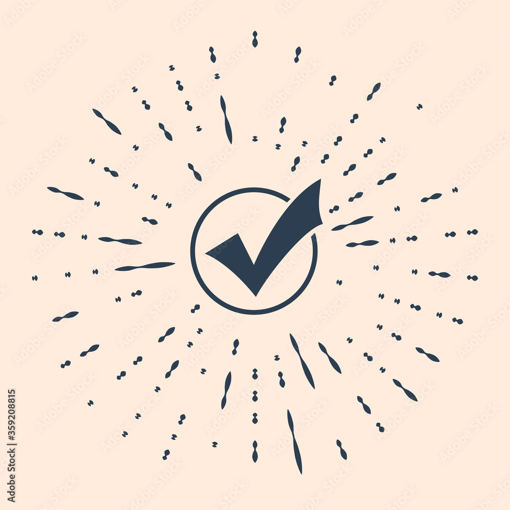 Poster black check mark in round icon isolated on beige background. check list button sign. abstract circle