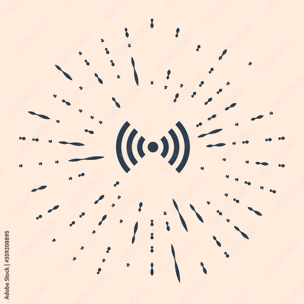 Poster black wi-fi wireless internet network symbol icon isolated on beige background. abstract circle rand