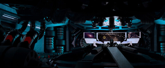 Science fiction spaceship interior, interstellar travel, 3D Render, Elements of this image furnished by NASA