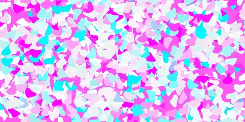 Fototapeta na wymiar Light pink, blue vector backdrop with chaotic shapes.