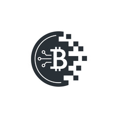 flat vector image on a white background, bitcoin cryptocurrency icon