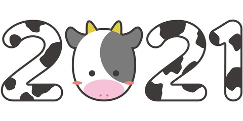 かわいい牛と牛柄の2021