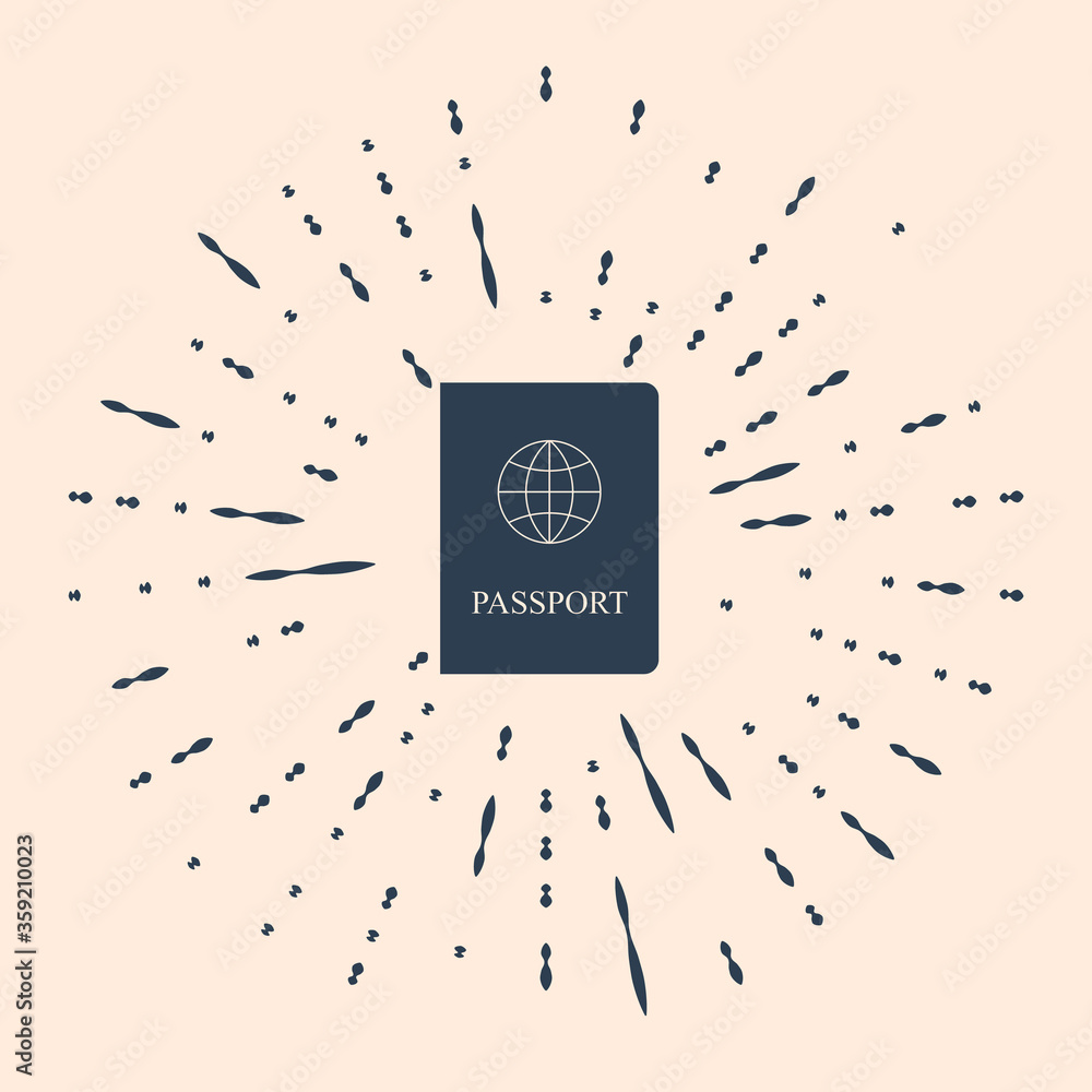 Poster black passport with biometric data icon isolated on beige background. identification document. abstr