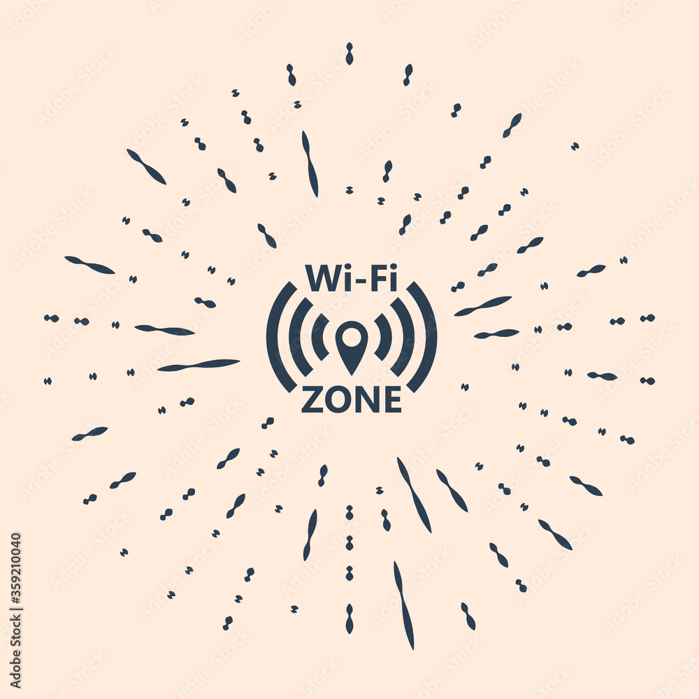 Poster black wi-fi wireless internet network symbol icon isolated on beige background. abstract circle rand
