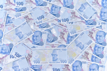 Turkish Lira TL. Turkish banknotes. 100 Turkish Lira. hundred turkish lira