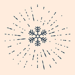 Black Snowflake icon isolated on beige background. Abstract circle random dots. Vector Illustration.