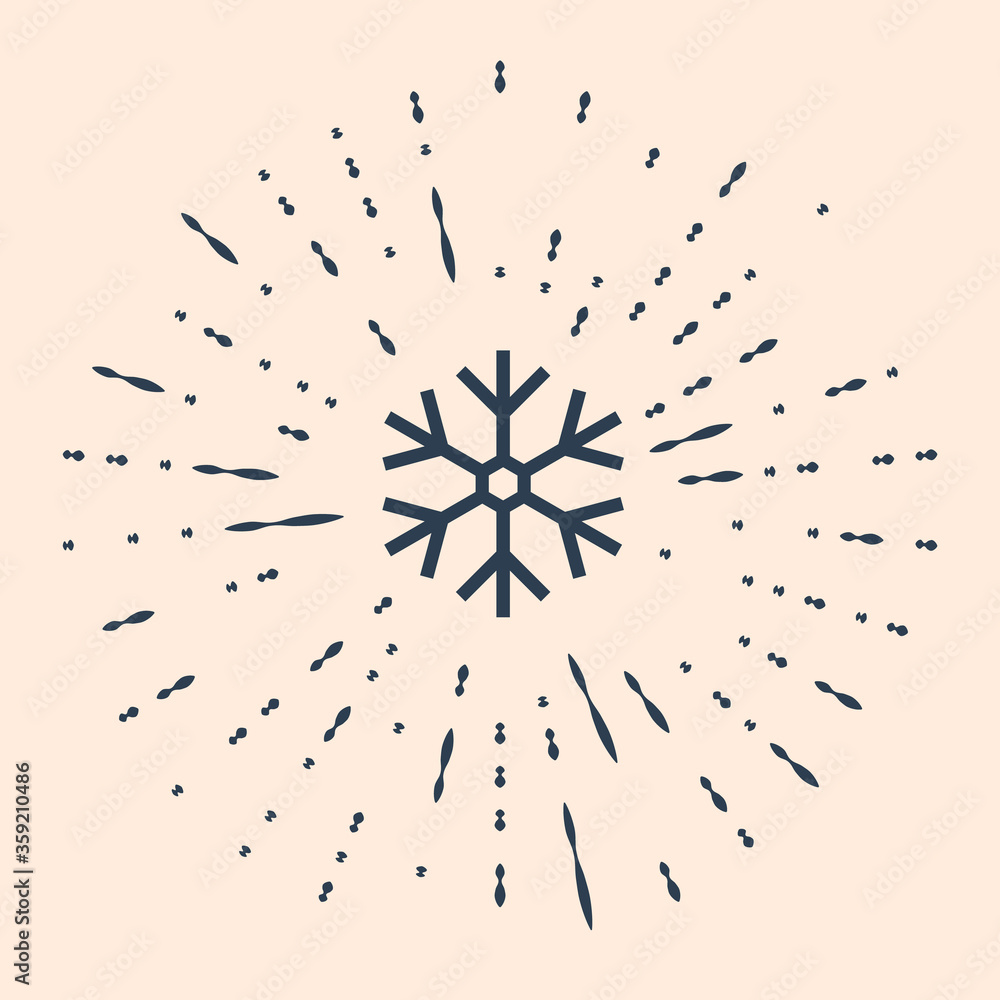 Aufkleber black snowflake icon isolated on beige background. abstract circle random dots. vector illustration.