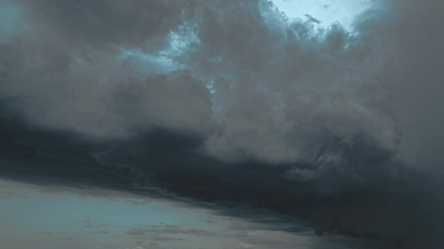 The dangerous rainy clouds stream in the sky. time lapse
