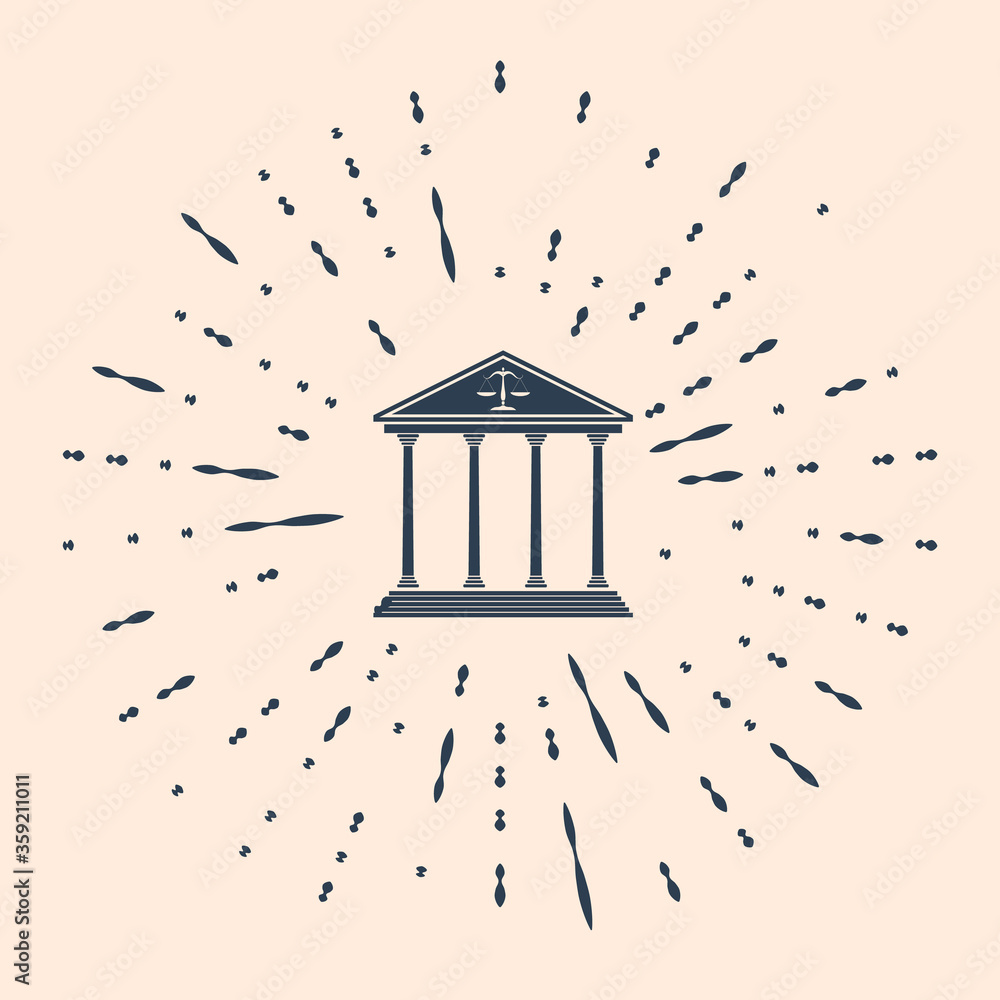 Poster black courthouse building icon isolated on beige background. abstract circle random dots. vector ill