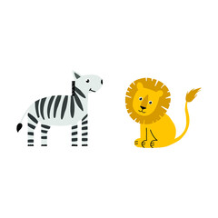 Zebra. Leo. Children's and cute animal illustration. Vector graphics.