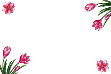 Frame with watercolor spring flowers. Hand drawn wildflowers isolated on white background. Floral element for fresh summer design.