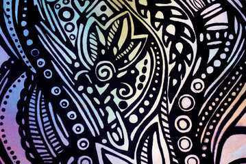 Abstract black pattern on watercolor paper. 
