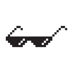 Sunglasses pixel style vector icon. Pixelated glasses pictogram symbol.