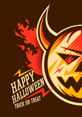 Halloween poster design in retro style. Vector illustration.