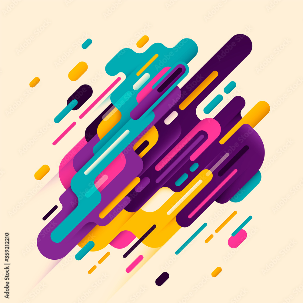 Poster modern style abstraction with composition made of various rounded shapes in color. vector illustrati
