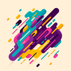 Modern style abstraction with composition made of various rounded shapes in color. Vector illustration.