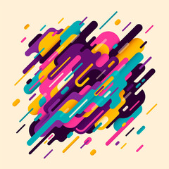 Modish abstraction, with composition made of various rounded shapes in intense colors. Vector illustration.