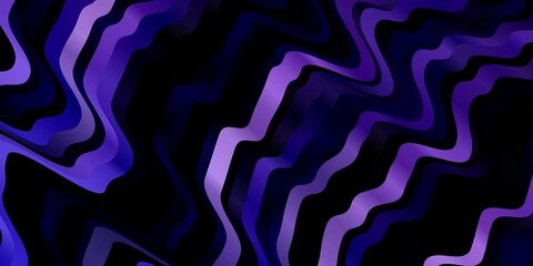 Dark Purple vector background with curved lines. Illustration in abstract style with gradient curved.  Best design for your ad, poster, banner.