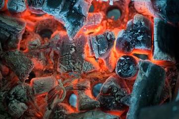 hot coals burning